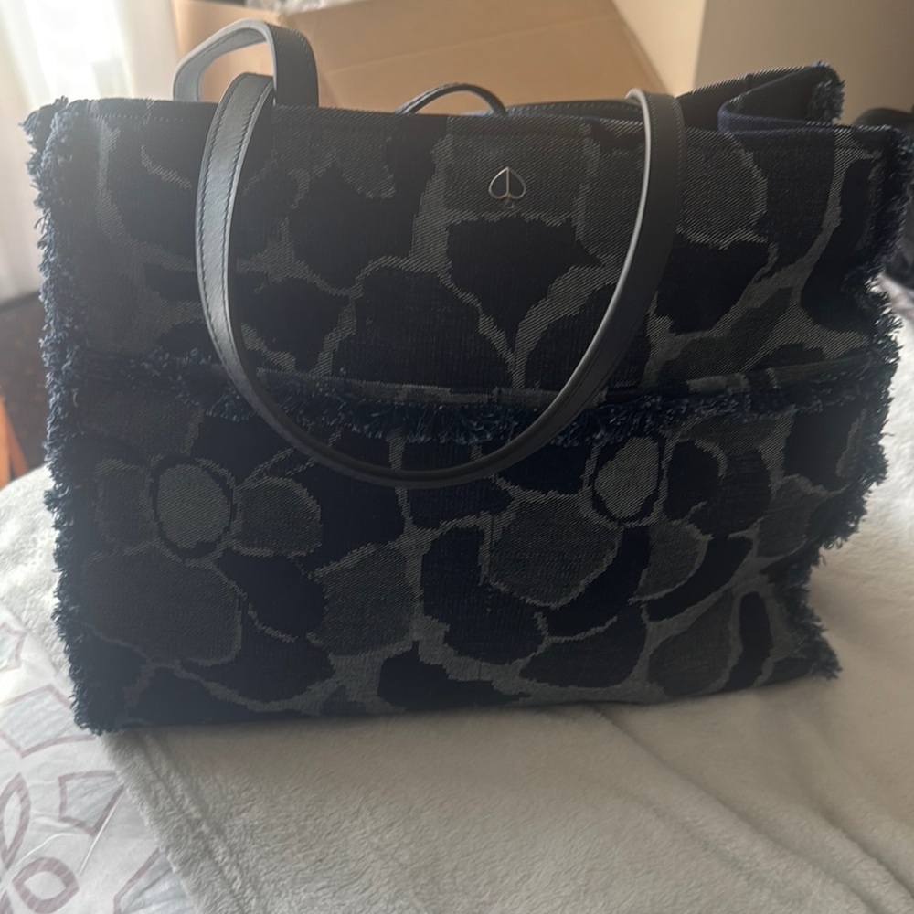 Kate Spade Black and Gray Floral Tote